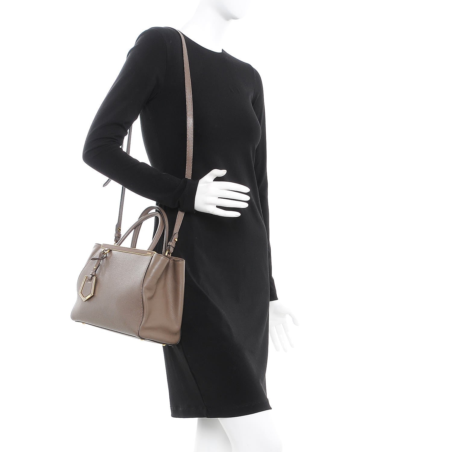 Fendi Vitello Elite Flamingo Petite 2Jours Tote Seppia 2 of 10