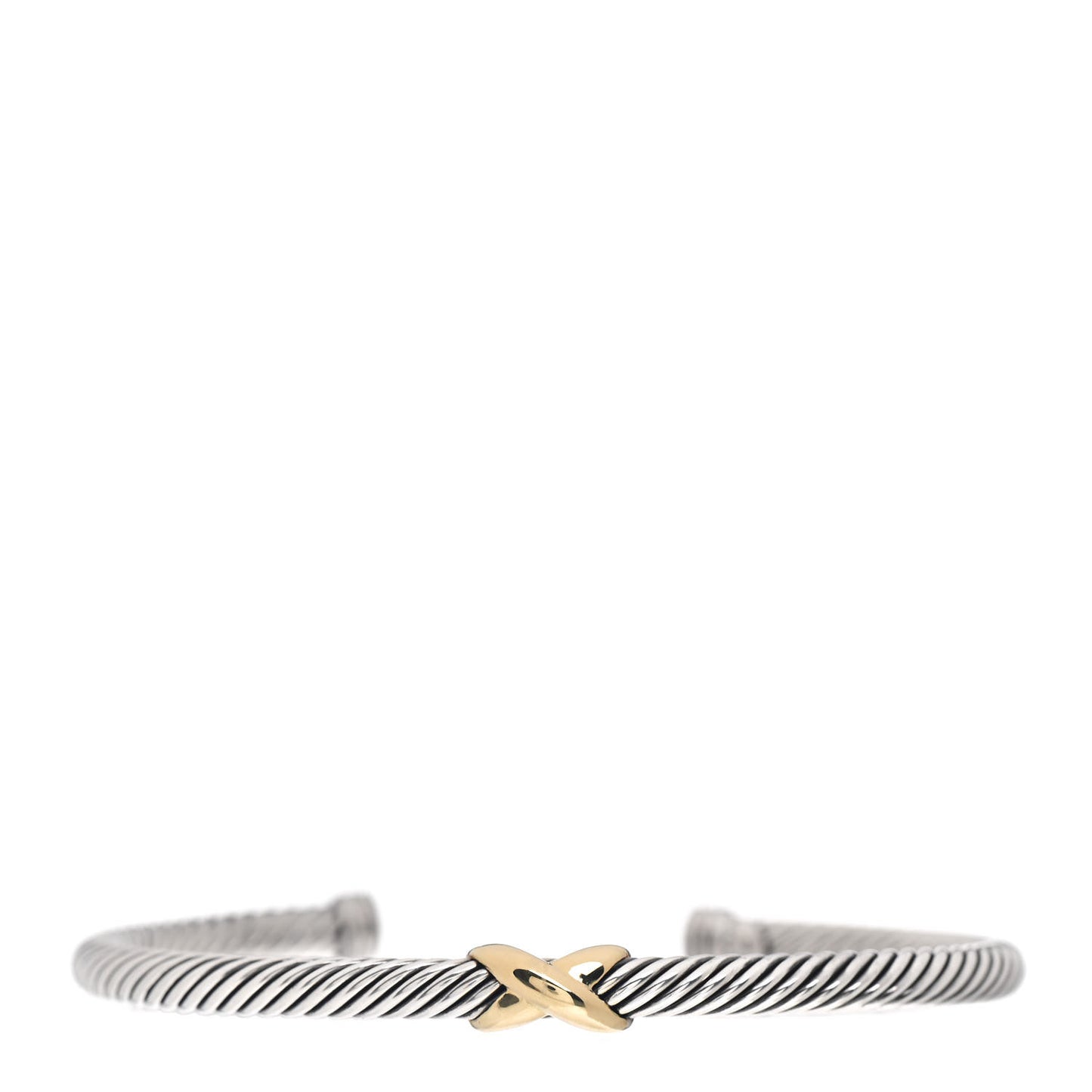 Sterling Silver 18K Yellow Gold 4mm X Station Cable Bracelet