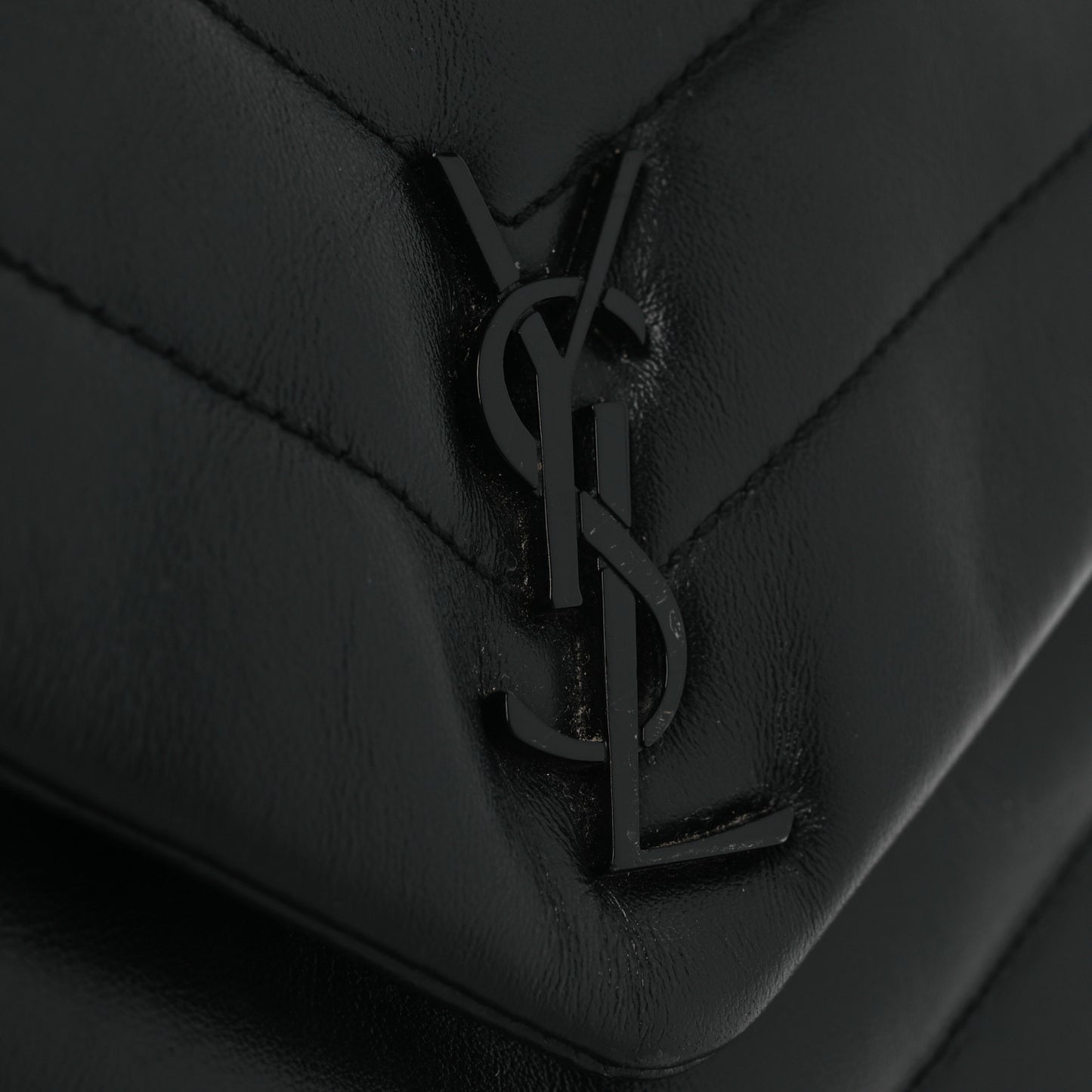 Calfskin Y Quilted Monogram Monochrome Toy Loulou Crossbody Bag Black