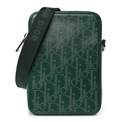 Christian Dior Calfskin Oblique Galaxy Perforated World Tour Messenger Pouch Green White 1 of 8