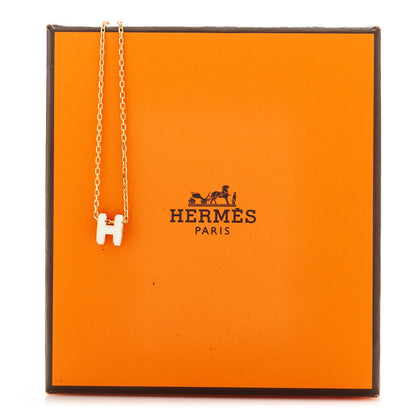 Hermes Lacquered Gold Mini Pop H Pendant Necklace White 6 of 6