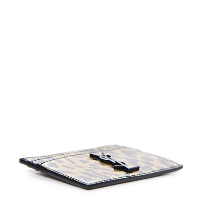Saint Laurent Patent Glitter Leopard Monogram Credit Card Case Black Multi 3 of 5