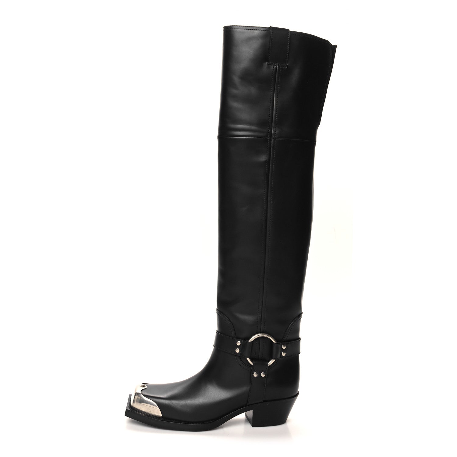 Gucci Lifford Calfskin Opal Over The Knee Boots 39.5 Black 1 of 7