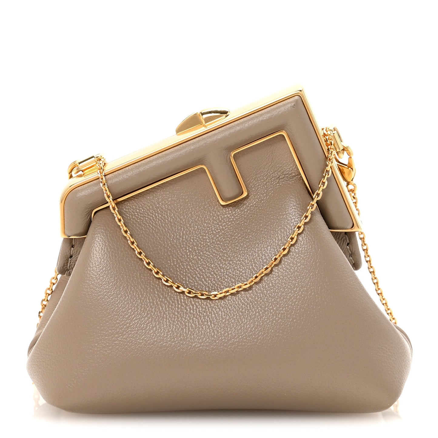 Shiny Nappa Nano Fendi First Bag Charm Dove Gray