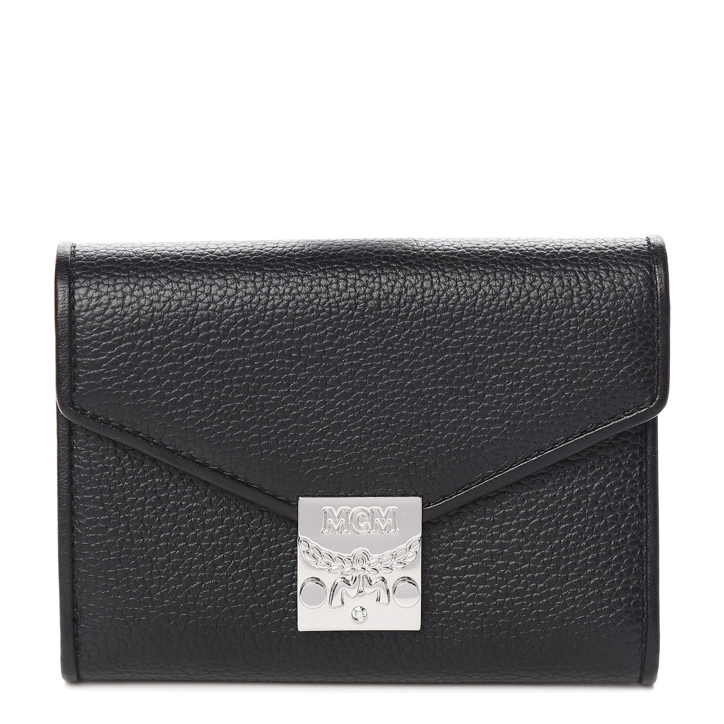 Grained Calfskin Compact Wallet Black