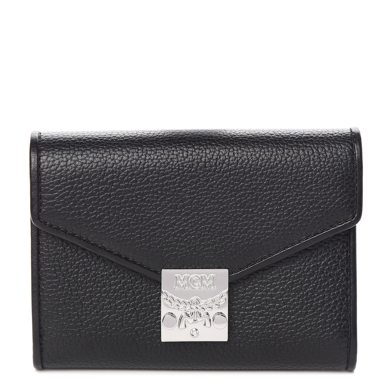 MCM Grained Calfskin Compact Wallet Black 1 of 7