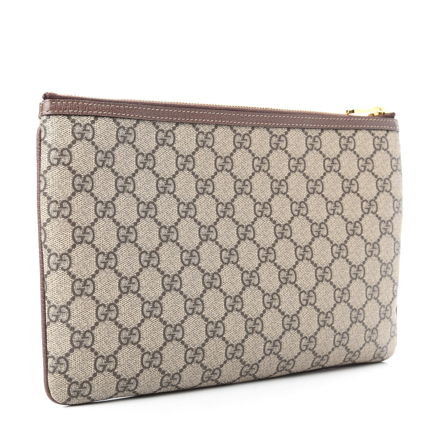 Gucci GG Supreme Monogram Large Ophidia Pouch Clutch Brown 3 of 12
