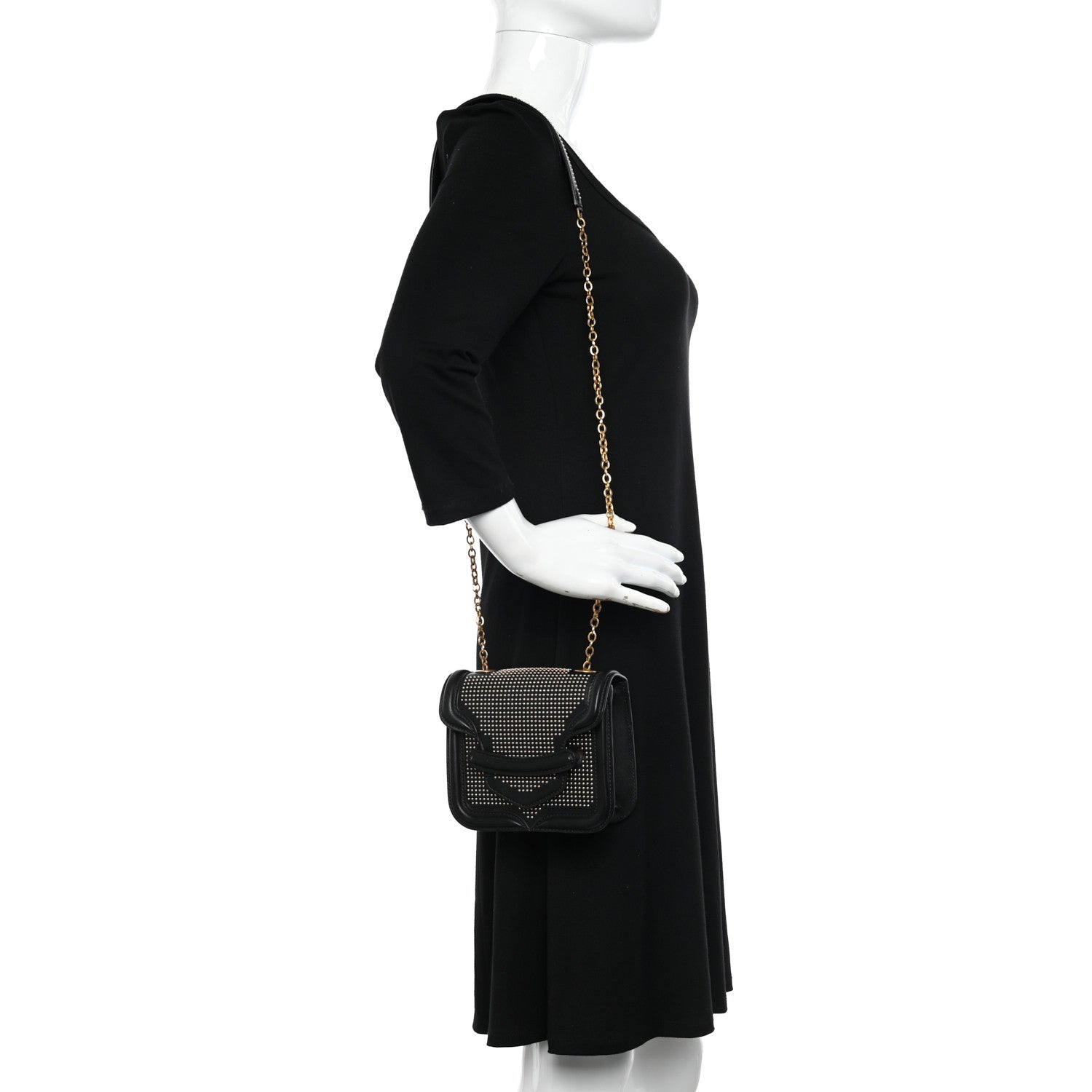 Alexander McQueen Calfskin Studded Mini Heroine Chain Satchel Black 2 of 9