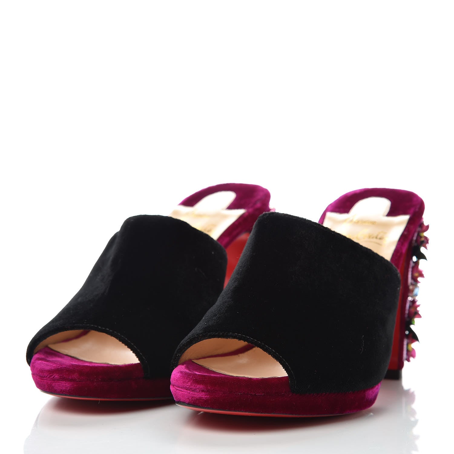 Christian Louboutin Velvet Donaflor 100 Platform Slide Sandals 36.5 Figue 3 of 9