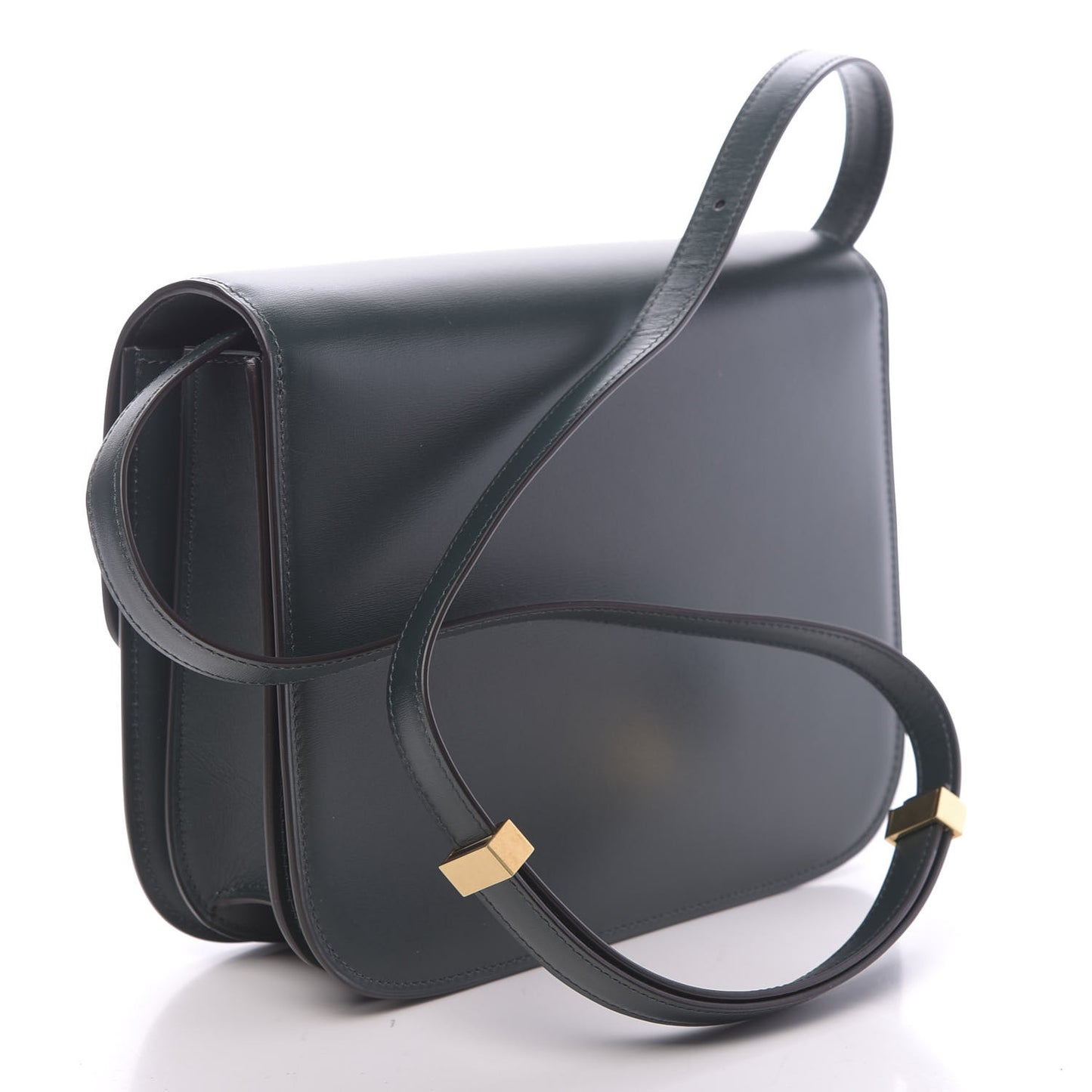 Box Calfskin Medium Classic Box Flap Bag Dark Green