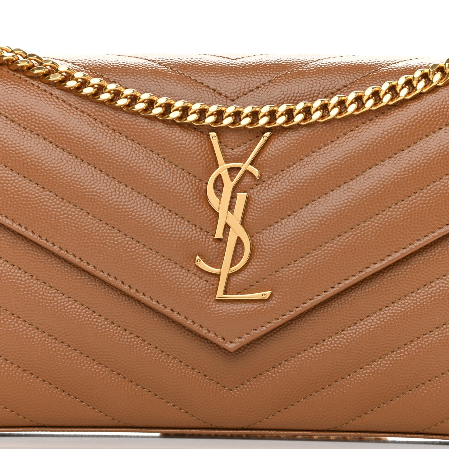 Grain De Poudre Matelasse Chevron Monogram Chain Wallet Dune