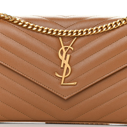 Saint Laurent Grain De Poudre Matelasse Chevron Monogram Chain Wallet Dune 7 of 10