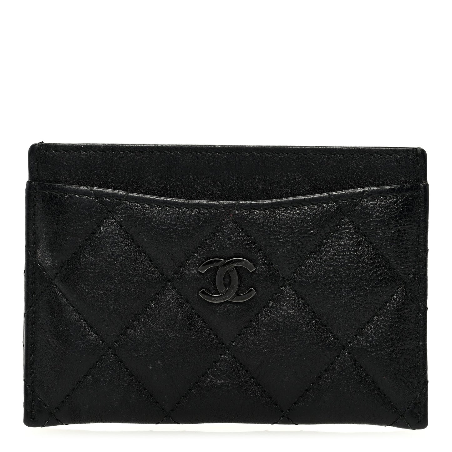 Calfskin Quilted Card Holder So Black
