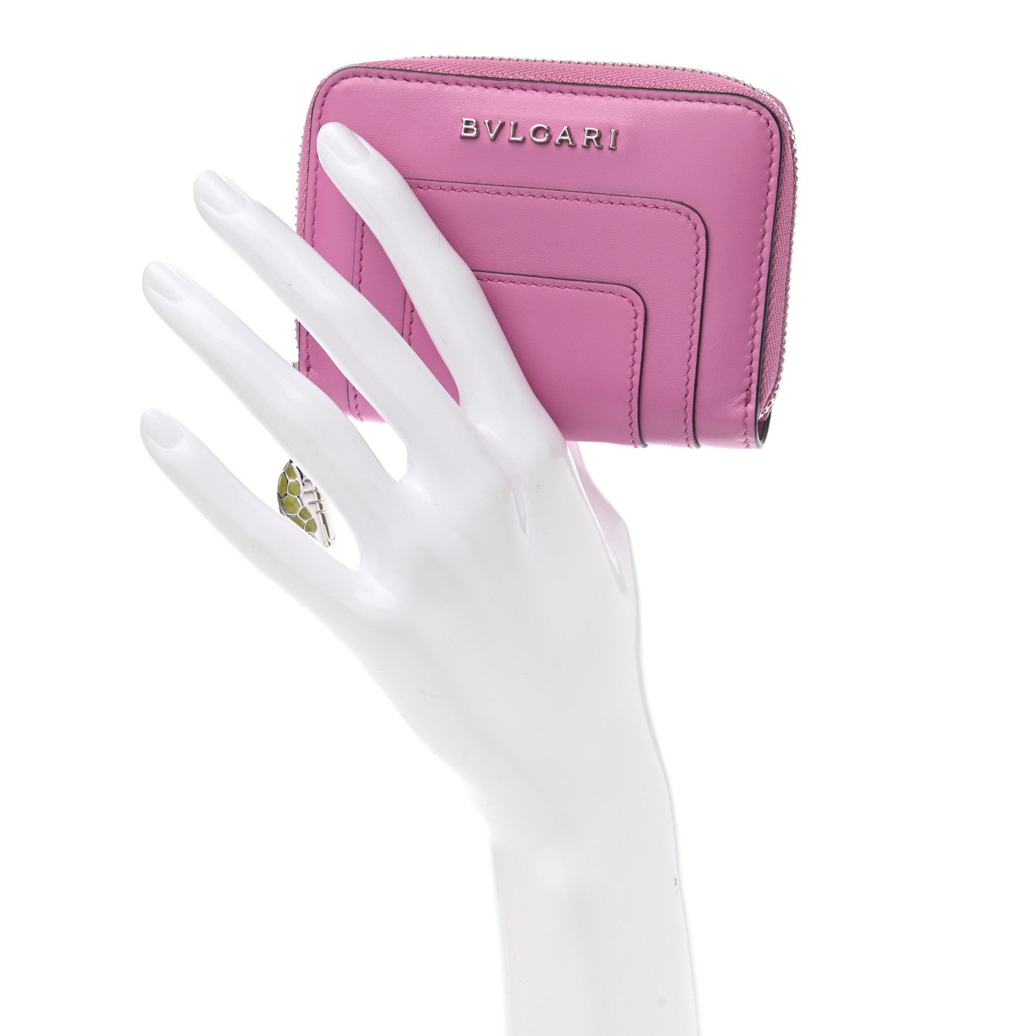 Bulgari Calfskin Serpenti Zip Around Wallet Pink 2 of 9