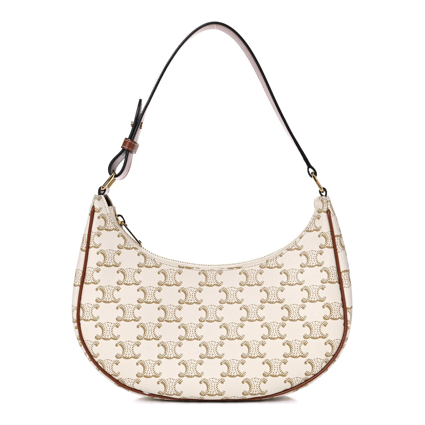 Canvas Calfskin Ava Triomphe Shoulder Bag White