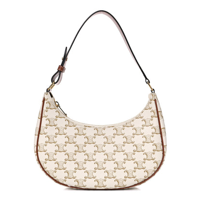 Celine Canvas Calfskin Ava Triomphe Shoulder Bag White 1 of 13