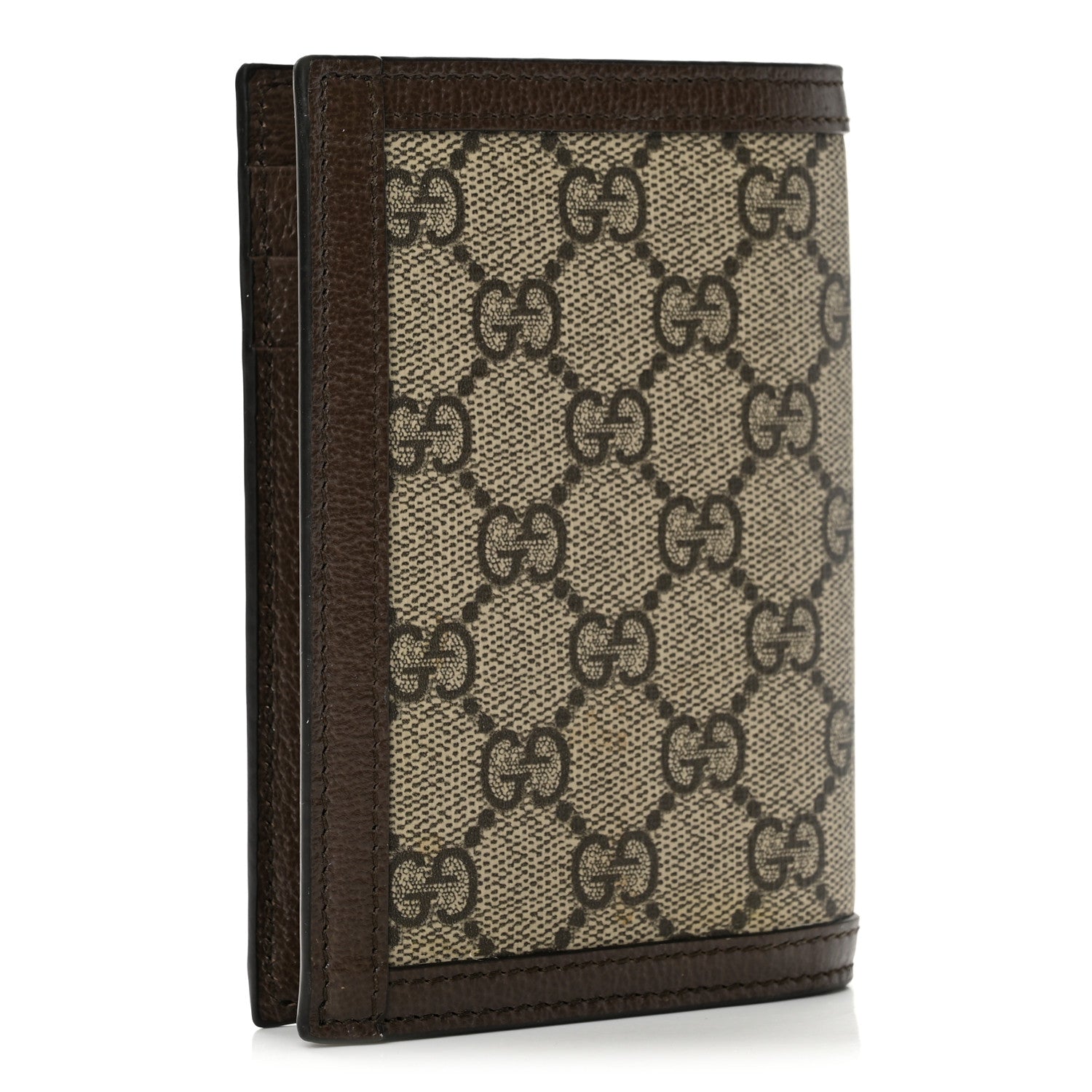 Gucci GG Supreme Monogram Web Ophidia Passport Case Beige New