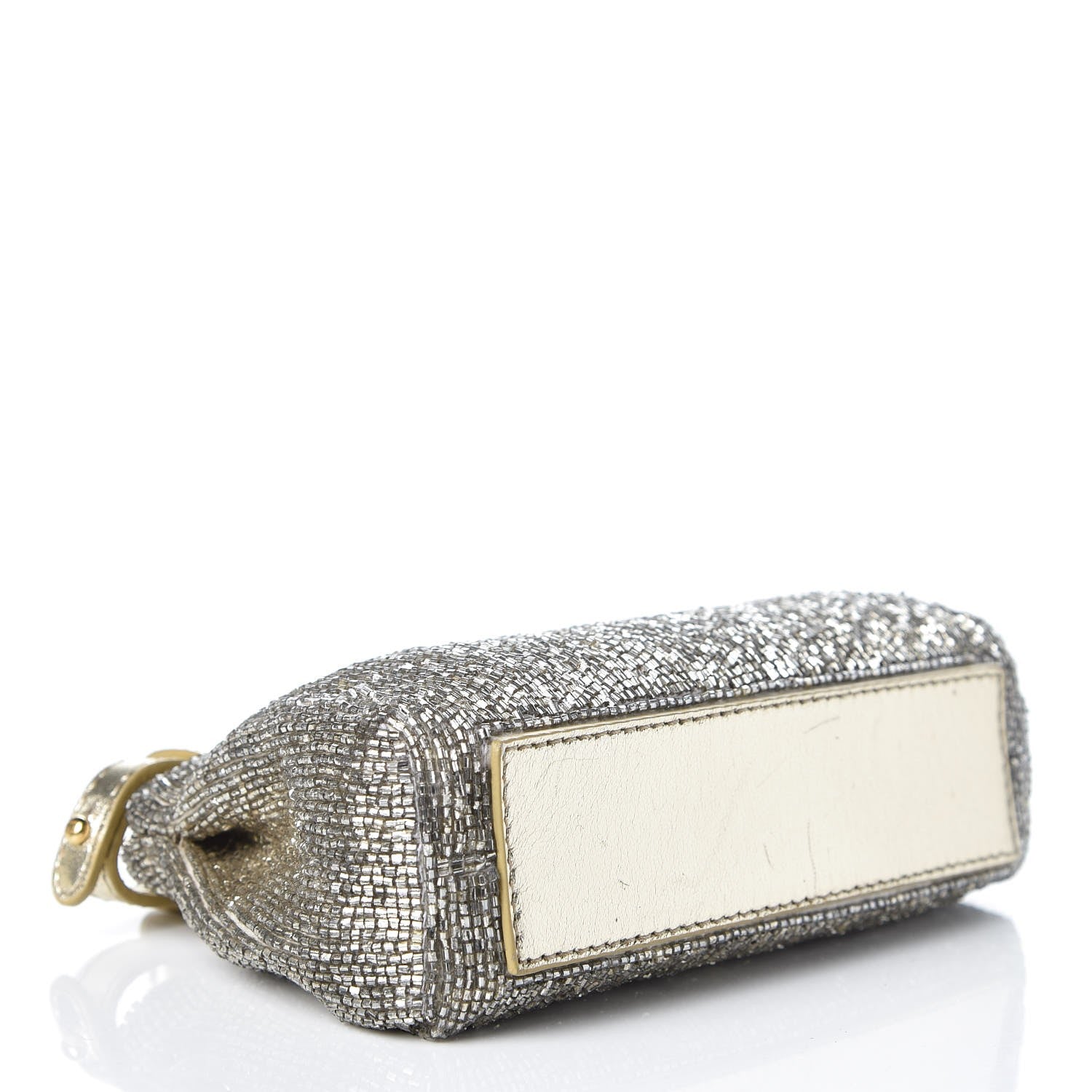 Fendi Laminated Goatskin Beaded Micro Peekaboo Iconic Satchel Oro Chiaro Platino 4 of 7