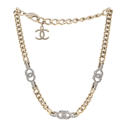 Chanel Crystal CC Chain Links Choker Necklace Gold 3 of 6