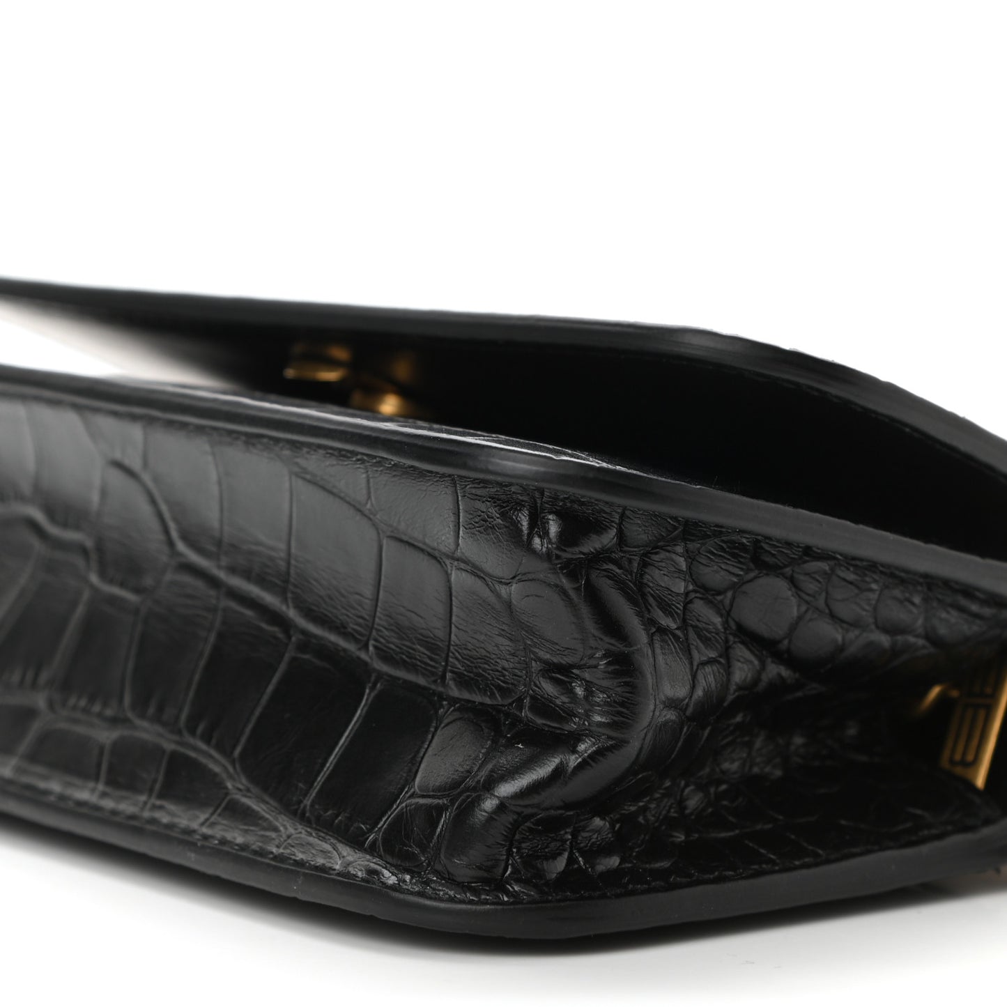 Extra Supple Calfskin Crocodile Embossed Gossip Wallet On Chain Black