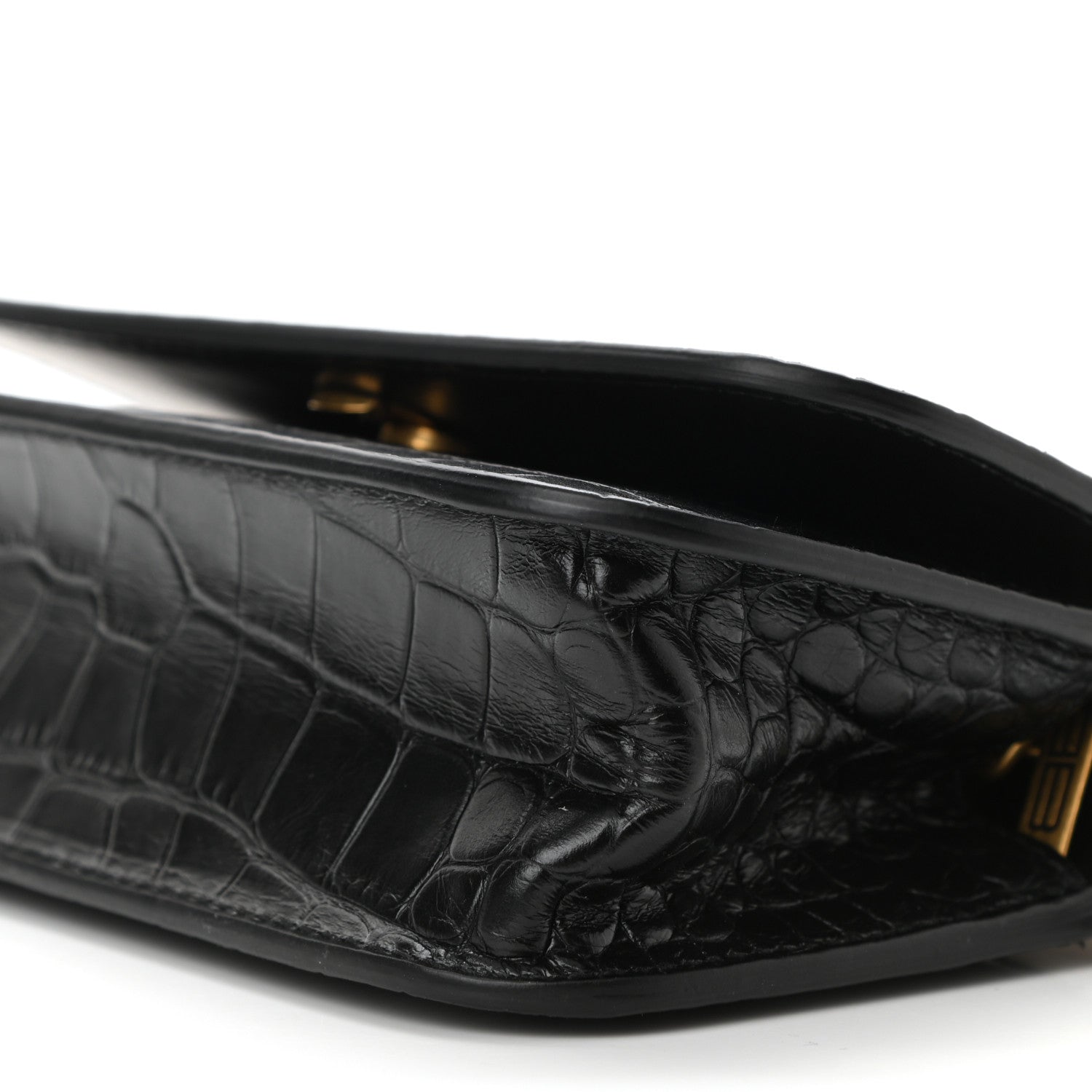 Balenciaga Extra Supple Calfskin Crocodile Embossed Gossip Wallet On Chain Black 11 of 11