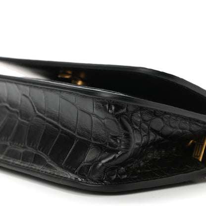 Balenciaga Extra Supple Calfskin Crocodile Embossed Gossip Wallet On Chain Black 11 of 11