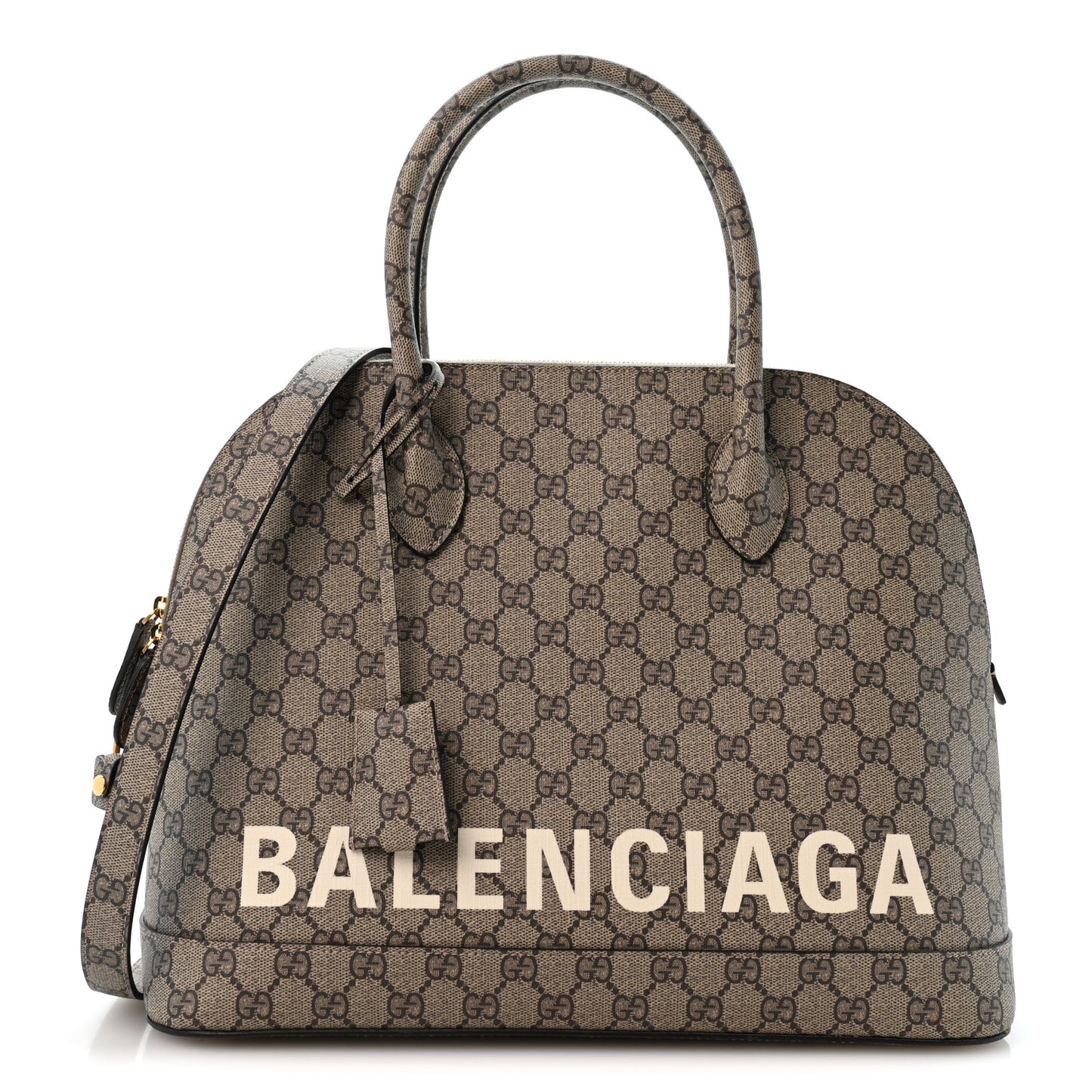 X GUCCI GG Supreme Monogram Medium Ville Top Handle Beige Ebony