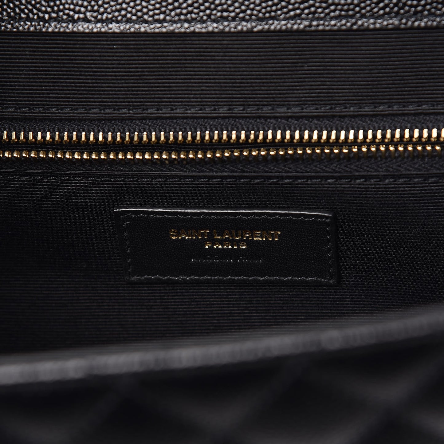 Grain De Poudre Textured Mixed Matelasse Large Triquilt Monogram Satchel Black