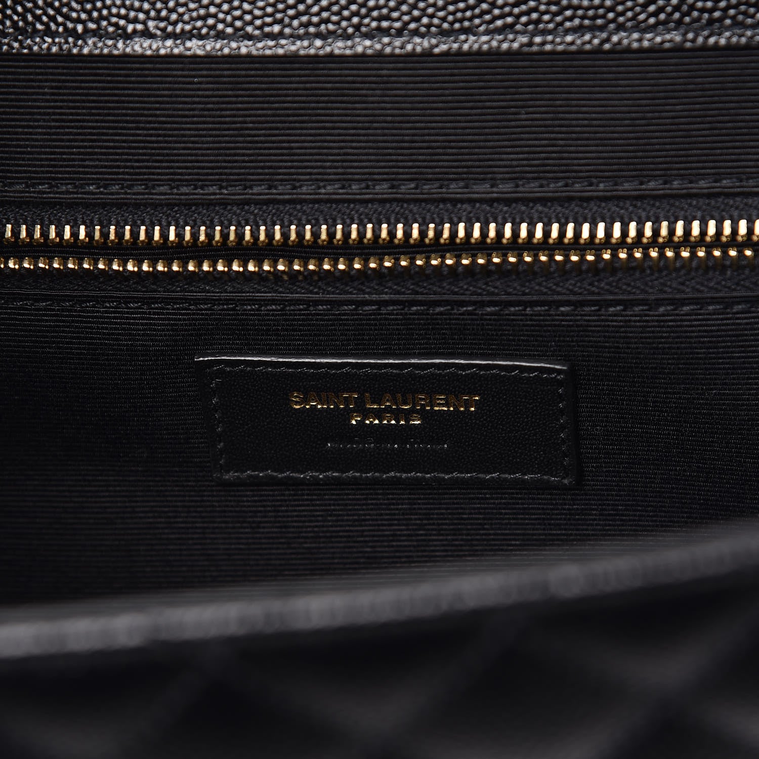 Saint Laurent Grain De Poudre Textured Mixed Matelasse Large Triquilt Monogram Satchel Black 6 of 11
