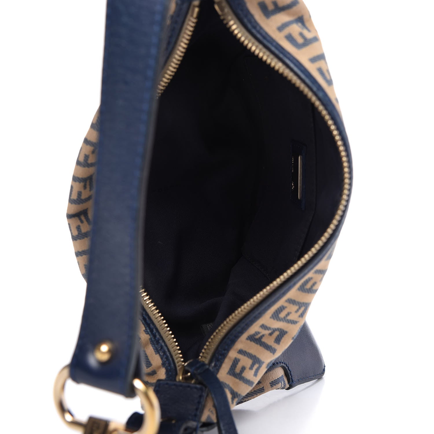 Fendi ENDI Zucchino Vitello Small Chef Pocket Shoulder Bag Beige Azzurro Blue 5 of 10