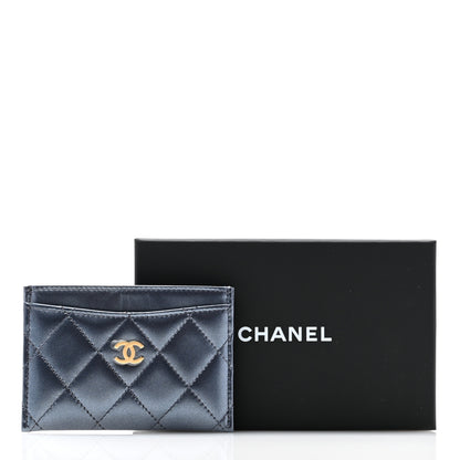 Chanel Metallic Lambskin Quilted Card Holder Dark Blue 9 of 9