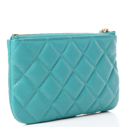 Chanel Caviar Quilted Small Cosmetic Case Turquoise 3 of 10
