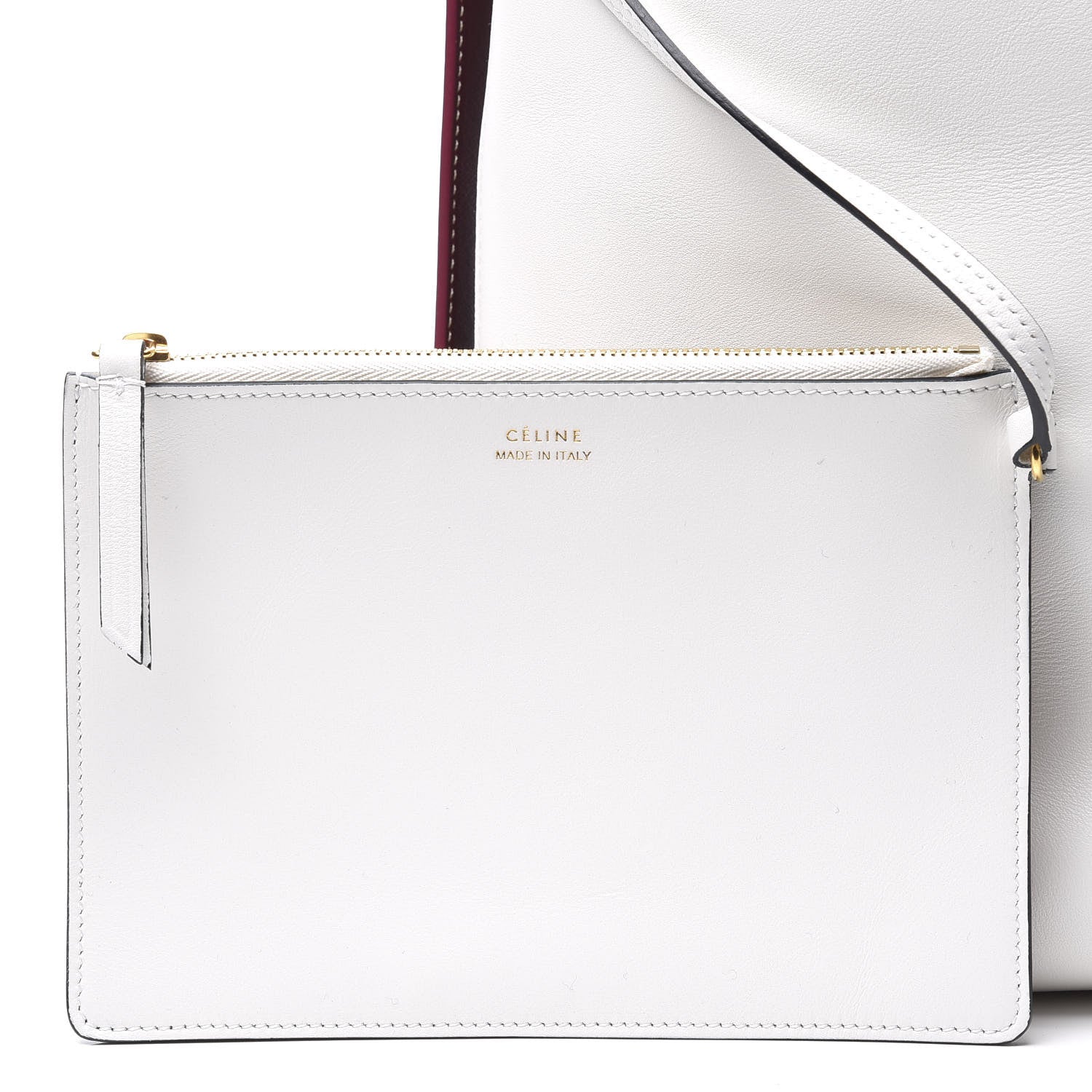 Celine Shiny Smooth Calfskin Small Twisted Cabas White Camel Tan 10 of 14