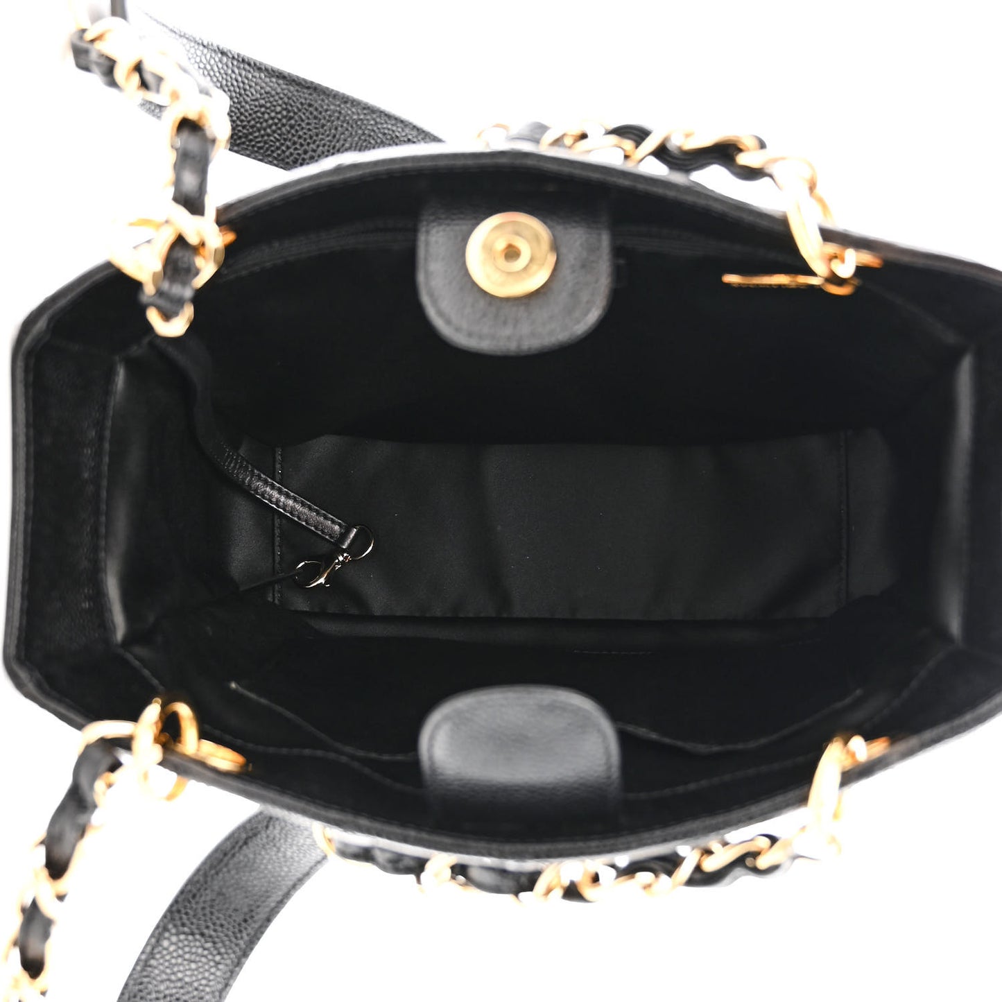 Caviar Quilted Petit Shopping Tote PST Black