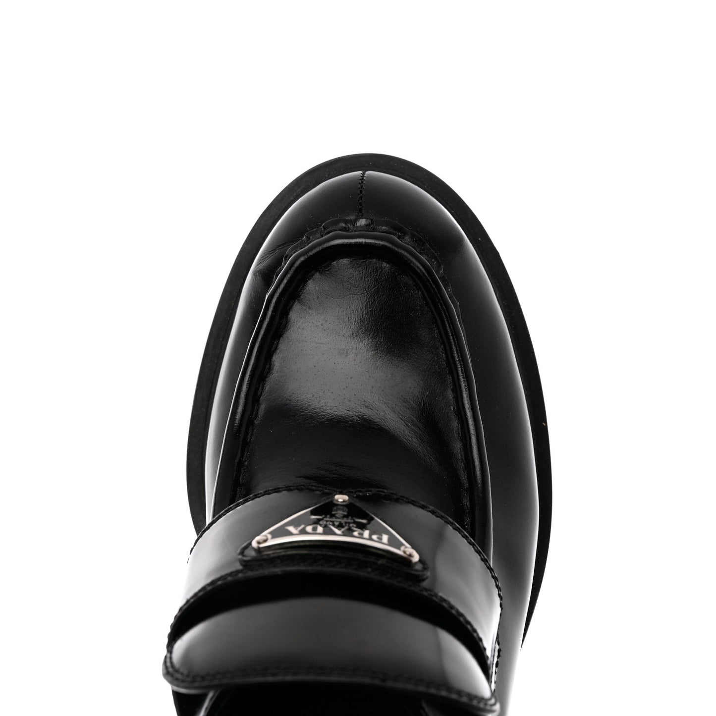 Spazzolato Metal Triangle Logo 85mm Loafers 41 Black