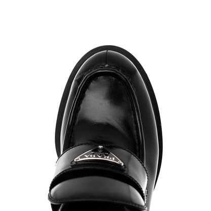 Prada Spazzolato Metal Triangle Logo 85mm Loafers 41 Black 11 of 13