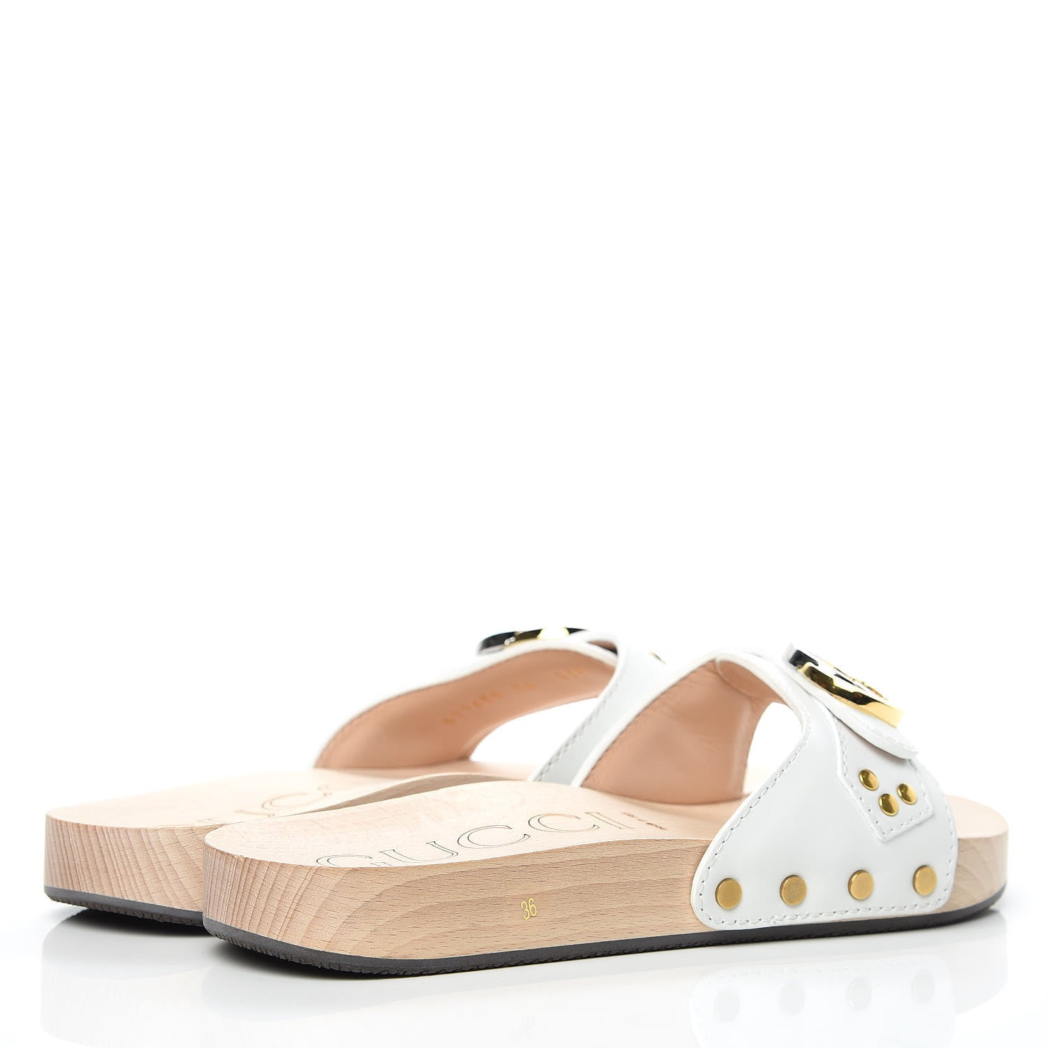 Gucci Calfskin Interlocking G Slide Sandals 36 Great White 4 of 9