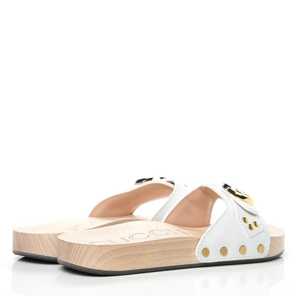 Gucci Calfskin Interlocking G Slide Sandals 36 Great White 4 of 9