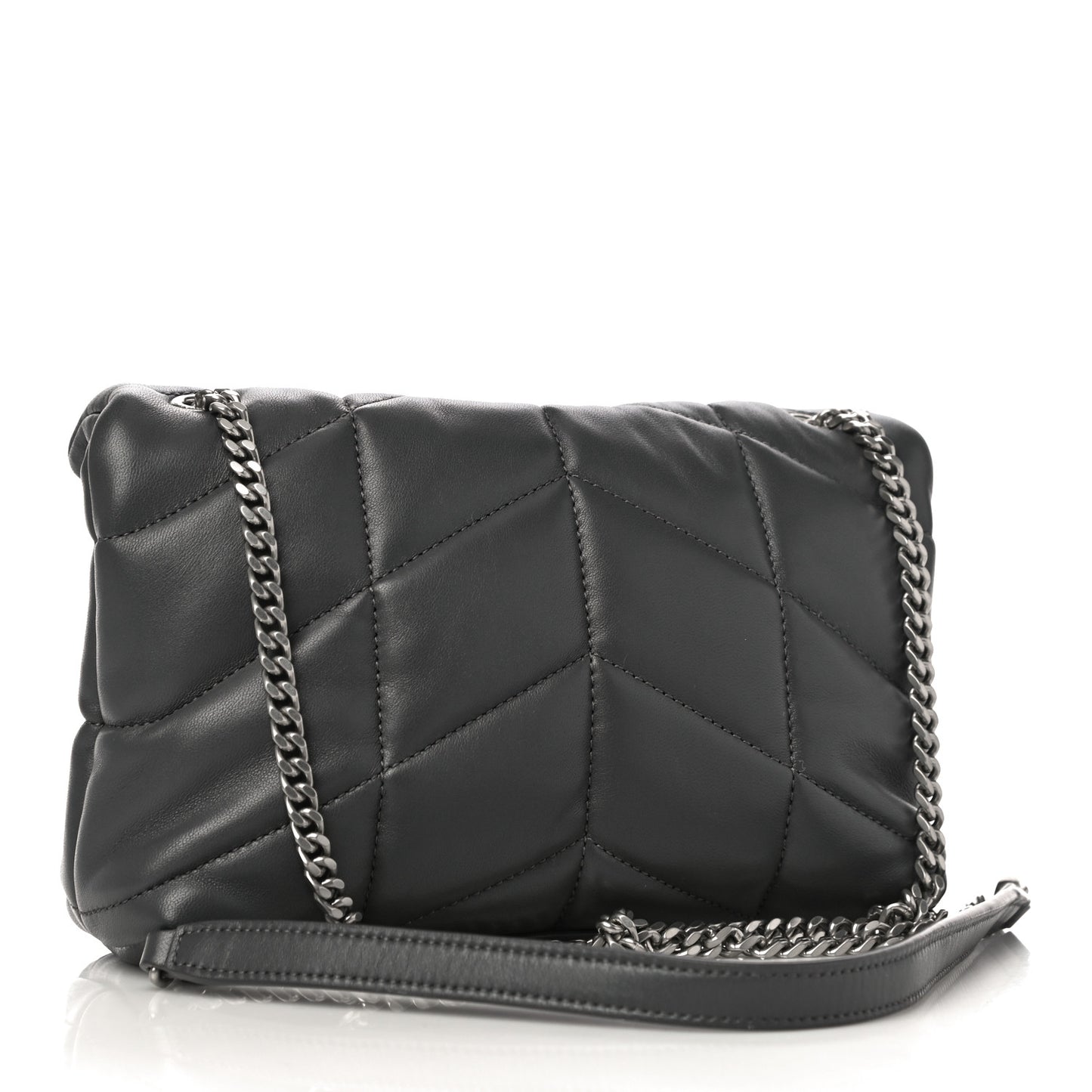 Lambskin Quilted Toy Loulou Puffer Monogram Chain Satchel Storm