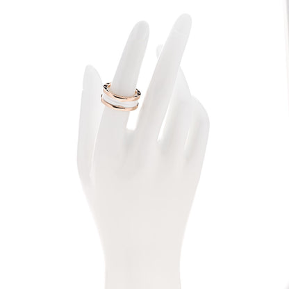 Bulgari 18K Rose Gold White Ceramic B.Zero1 Two-Band Ring 54 6.75 2 of 6