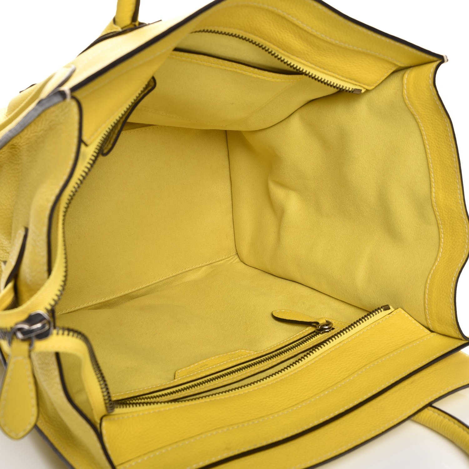 Celine Drummed Calfskin Mini Luggage Citron 5 of 10