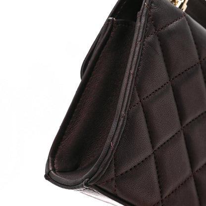 Chanel Iridescent Lambskin Quilted Top Handle Clutch With Chain Burgundy 9 of 11