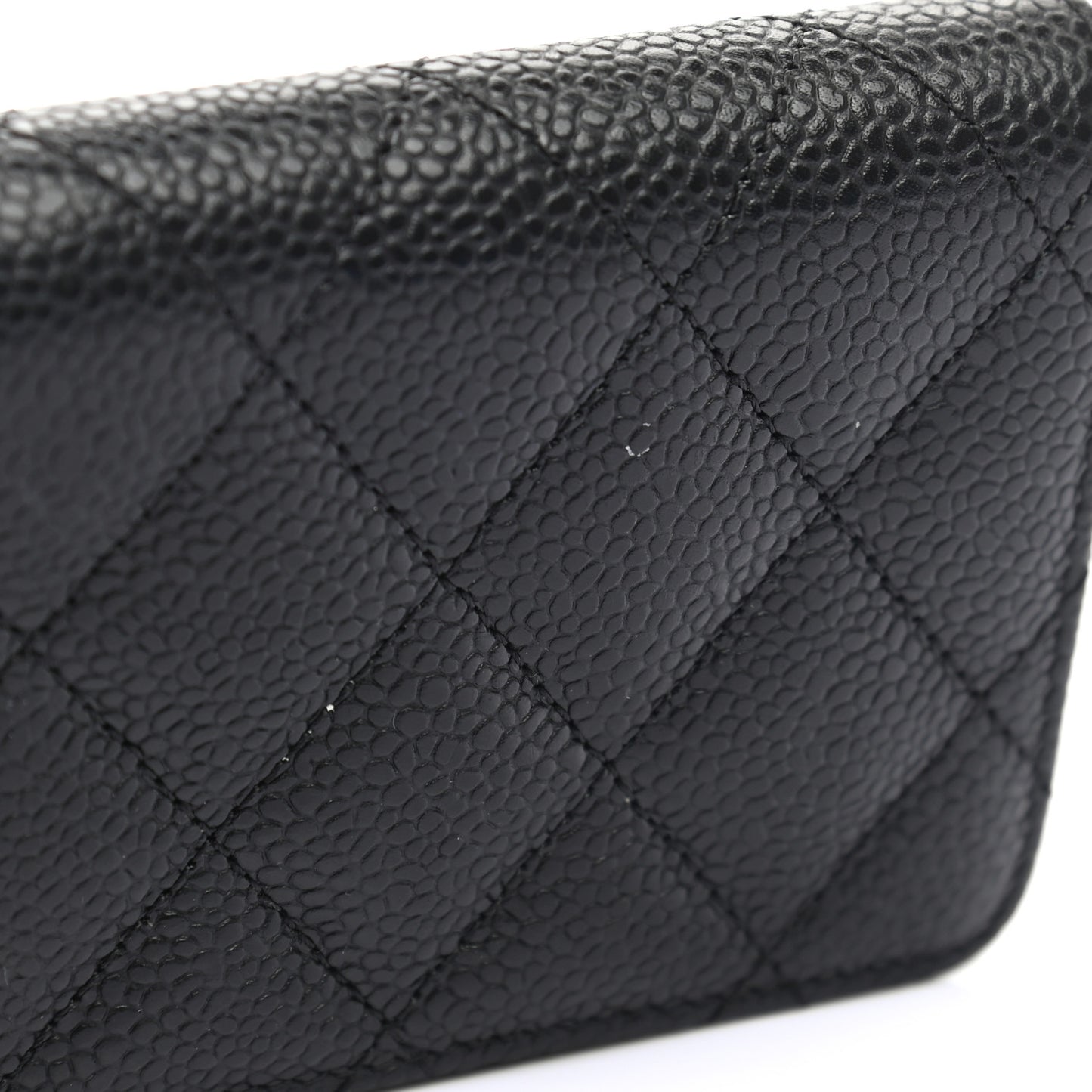 Caviar Quilted Zip Coin Purse Black