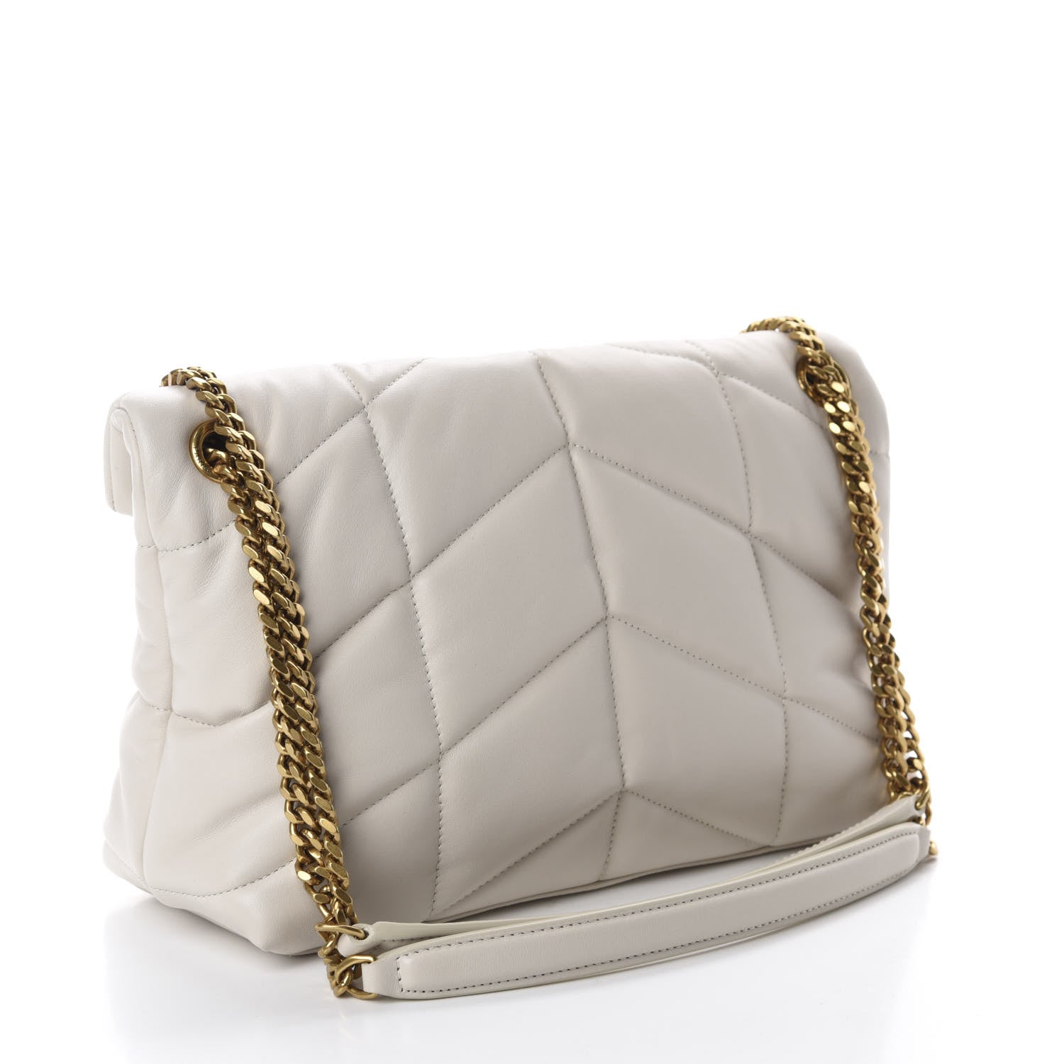 Saint Laurent Lambskin Quilted Small Loulou Puffer Monogram Chain Satchel Crema Soft 3 of 12