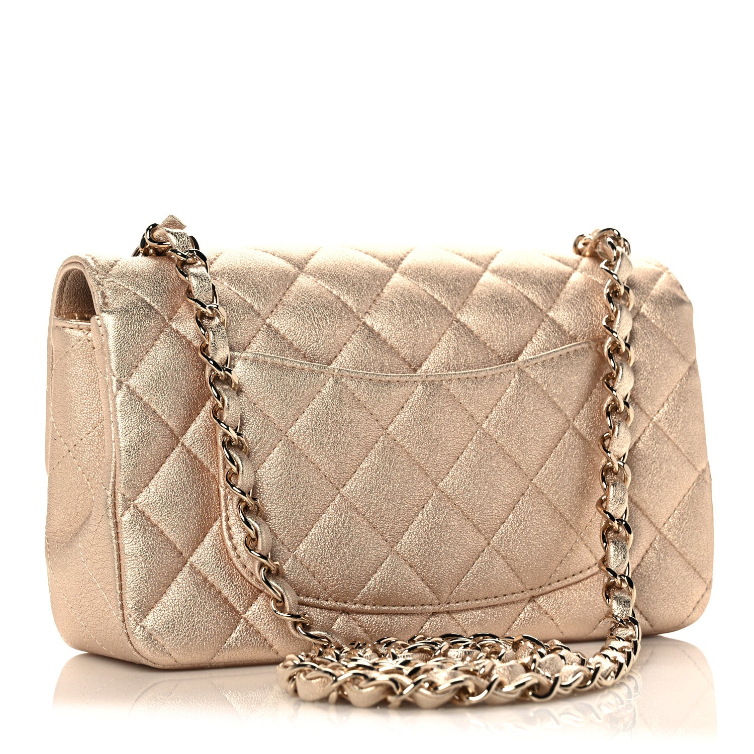 Chanel Metallic Lambskin Quilted Mini Rectangular Flap Gold 3 of 11