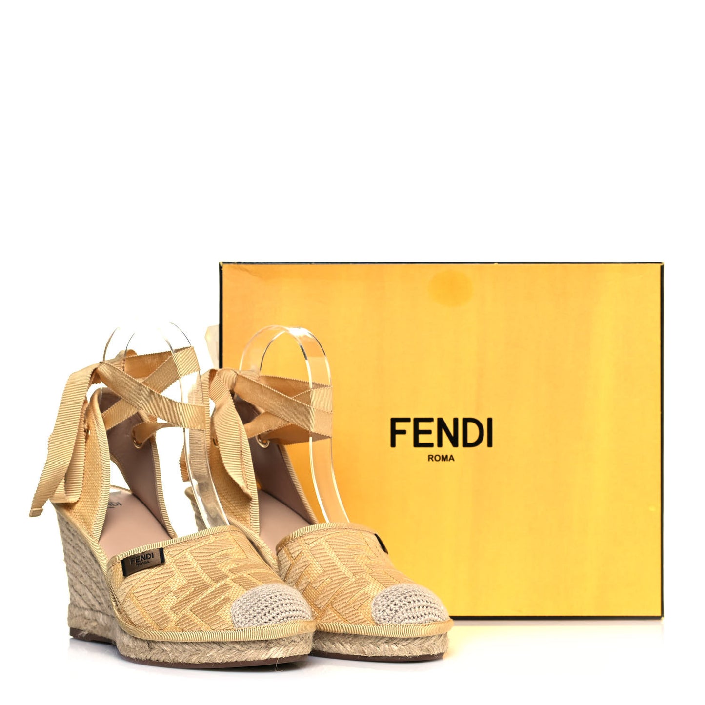 Rafia FF Embroidered Roma Ankle Wrap Espadrille Wedges 37 Natural