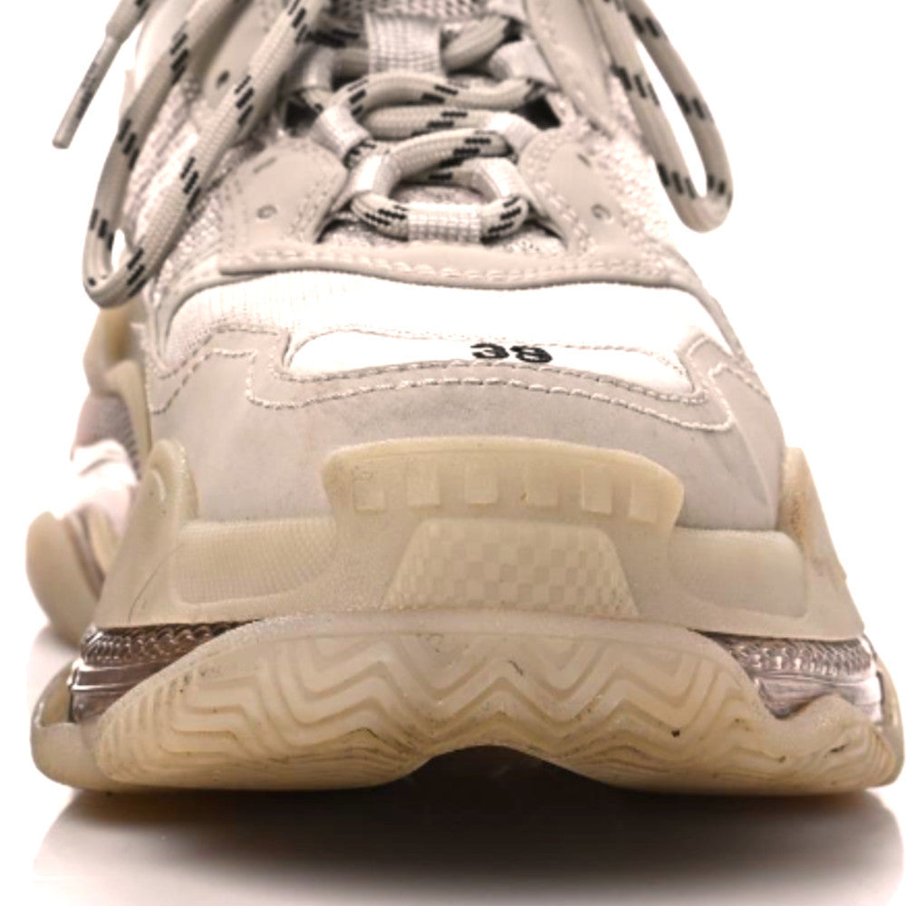 Fabric Mesh Clear Sole Womens Triple S Sneakers 39 Beige