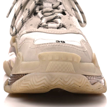 Balenciaga Fabric Mesh Clear Sole Womens Triple S Sneakers 39 Beige 4 of 14