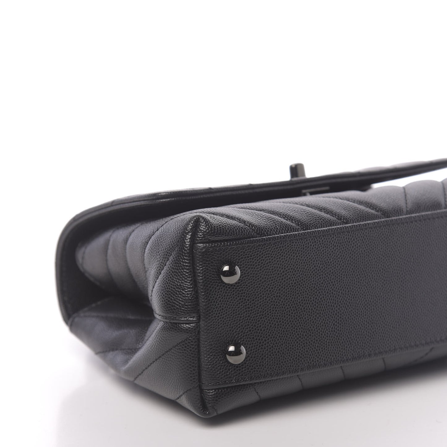 Caviar Chevron Quilted Mini Coco Handle Flap So Black