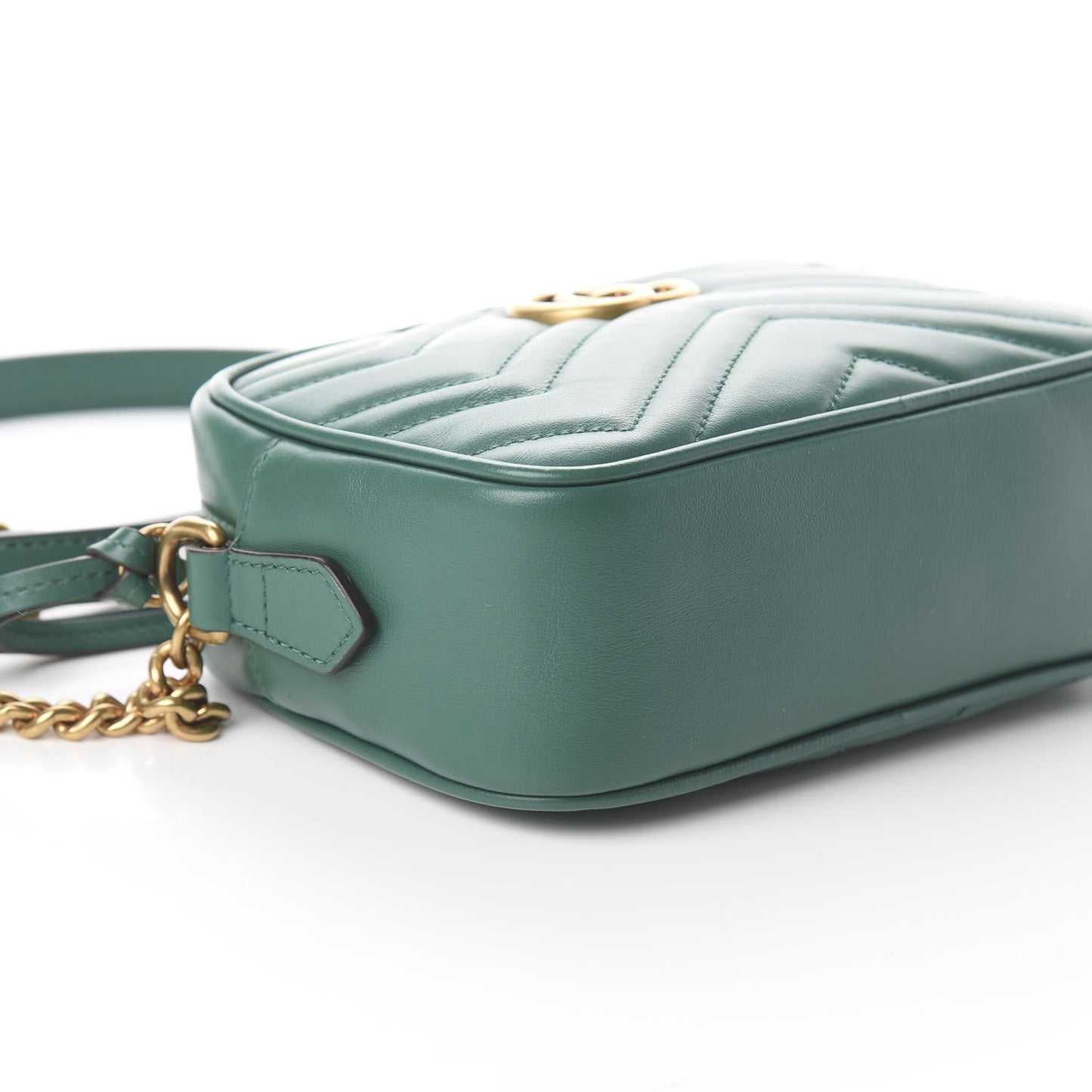 Calfskin Matelasse Mini GG Marmont Chain Shoulder Bag Emerald Green